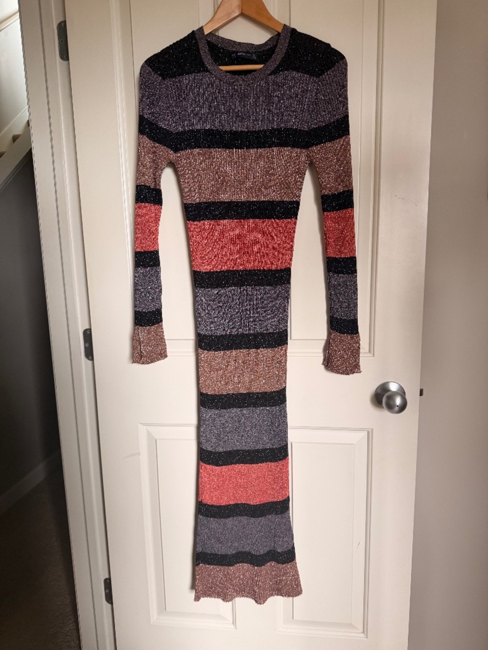 Zara Metallic Knit Midaxi Dress